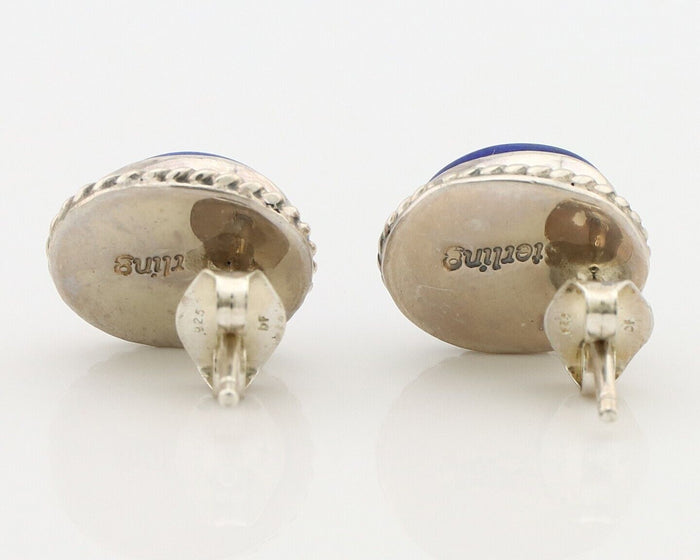 Navajo Earrings 925 Silver Natural Mined Lapis Native American Artist C80s