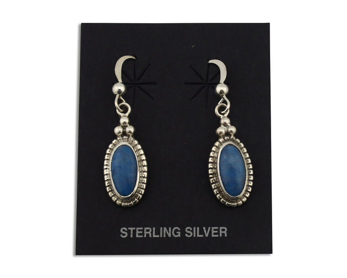 Navajo Earrings 925 Silver Natural Royal Blue Lapis Native American Artist C90s