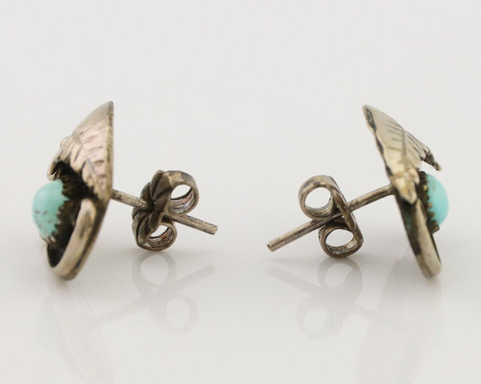 Navajo Earrings 925 Silver Natural Turquoise Native American Artist C.80's