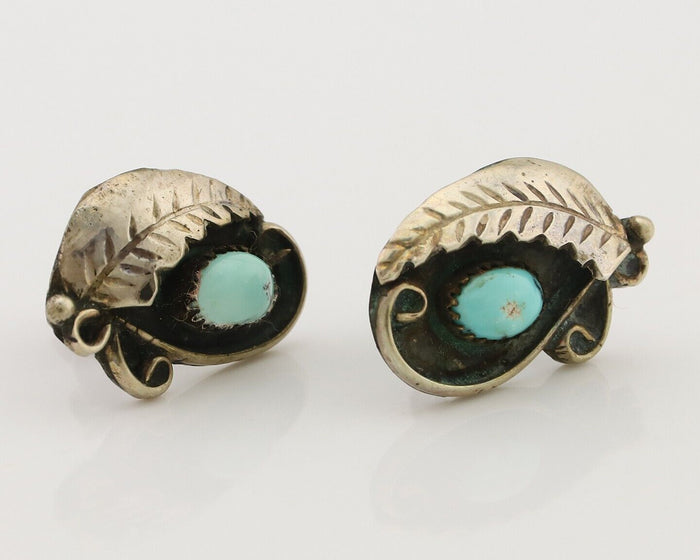 Navajo Earrings 925 Silver Natural Turquoise Native American Artist C.80's