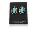 Navajo Earrings 925 Silver Sleeping Beauty Turquoise Larry Yazzie C.80's