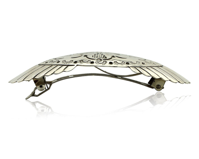 Navajo Hair Clip Barrette .925 Silver Hand Stamped Artist C Montoya C80s