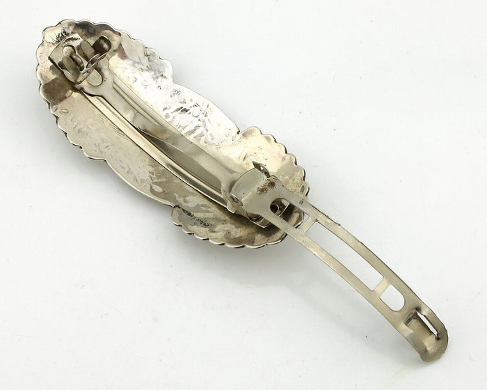 Navajo Hair Clip Barrette .925 Silver Hand Stamped Artist C Montoya C80s