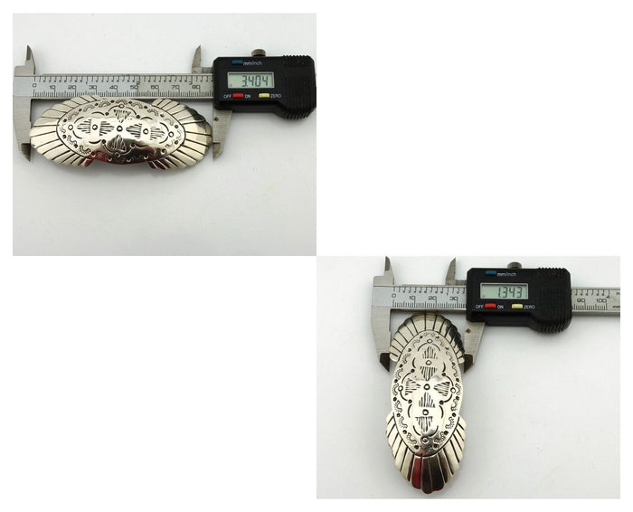 Navajo Hair Clip Barrette .925 Silver Hand Stamped Artist C Montoya C80s