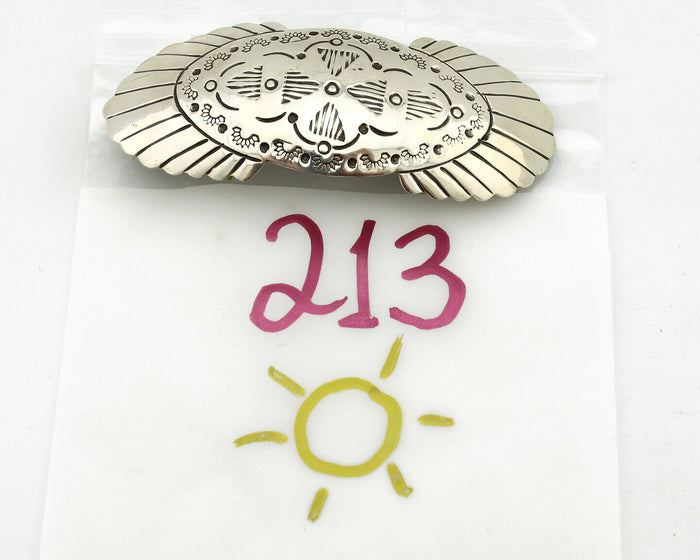 Navajo Hair Clip Barrette .925 Silver Hand Stamped Artist C Montoya C80s