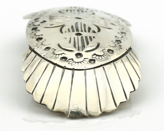 Navajo Hair Clip Barrette .925 Silver Hand Stamped Artist Signed C Montoya C80s