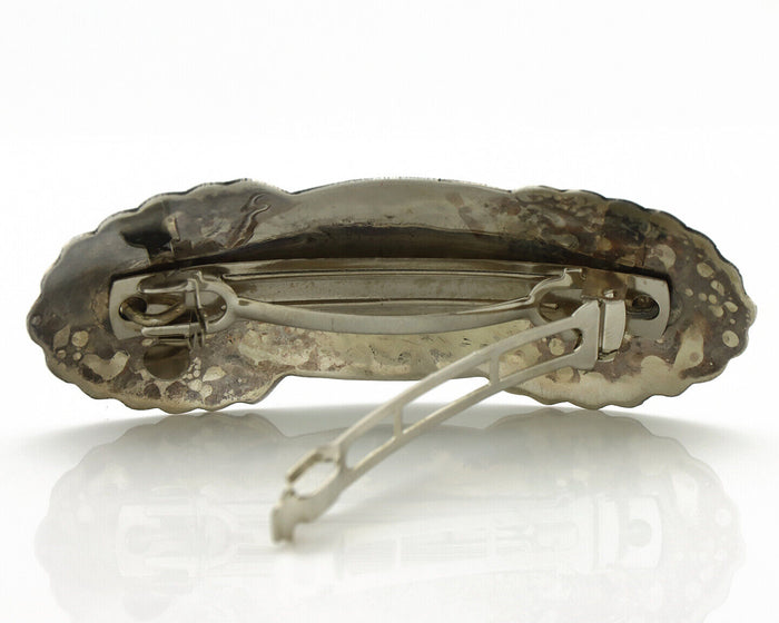 Navajo Hair Clip Barrette .925 Silver Hand Stamped Artist Signed C Montoya C80s