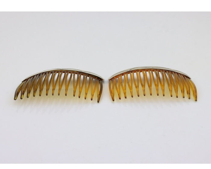 Navajo Hair Comb 925 Silver Hand Stamped Native American Artist 2 Piece Set C80s