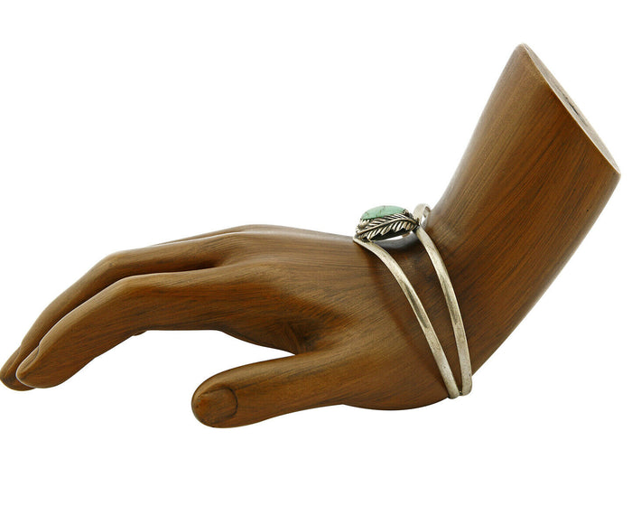 Navajo Handmade .925 Silver Natural Mined Bisbee Turquoise Cuff