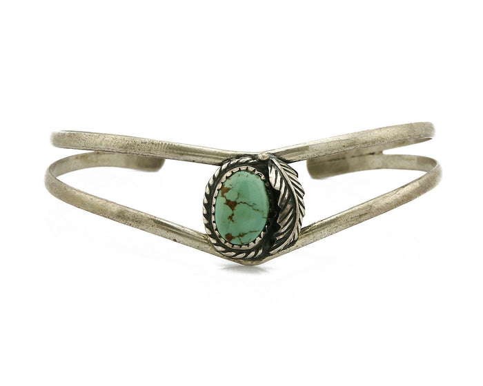 Navajo Handmade .925 Silver Natural Mined Bisbee Turquoise Cuff