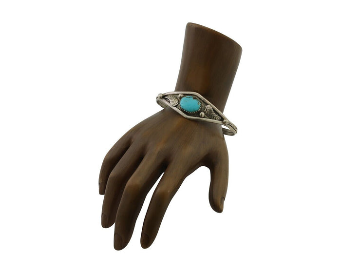 Navajo Handmade Bracelet 925 Silver Arizona Turquoise Native American C.80's