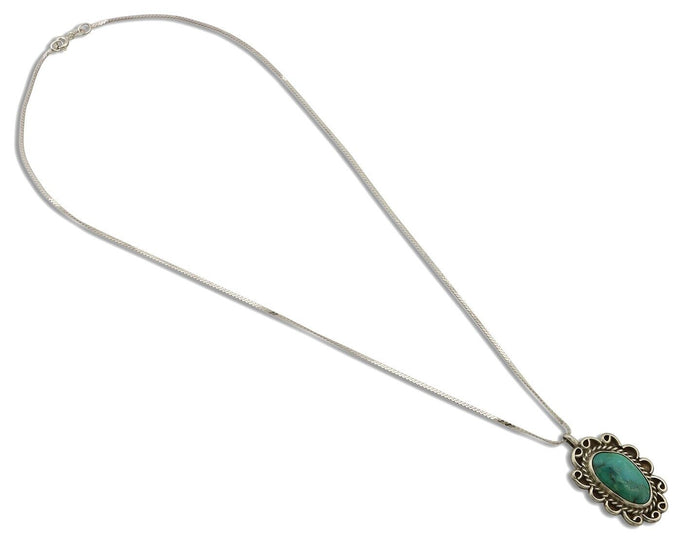 Navajo Handmade Cross Necklace 925 Silver Blue Turquoise Signed W C.80's