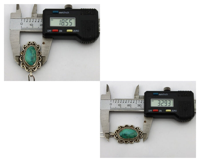 Navajo Handmade Cross Necklace 925 Silver Blue Turquoise Signed W C.80's