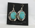 Navajo Handmade Earrings 925 Silver Natural Arizona Turquoise Signed Gecko C.80s