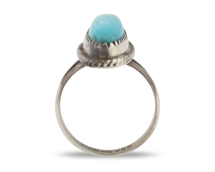Navajo Handmade Ring 925 Silver Blue Southwest Turquoise Native Artist C.80's