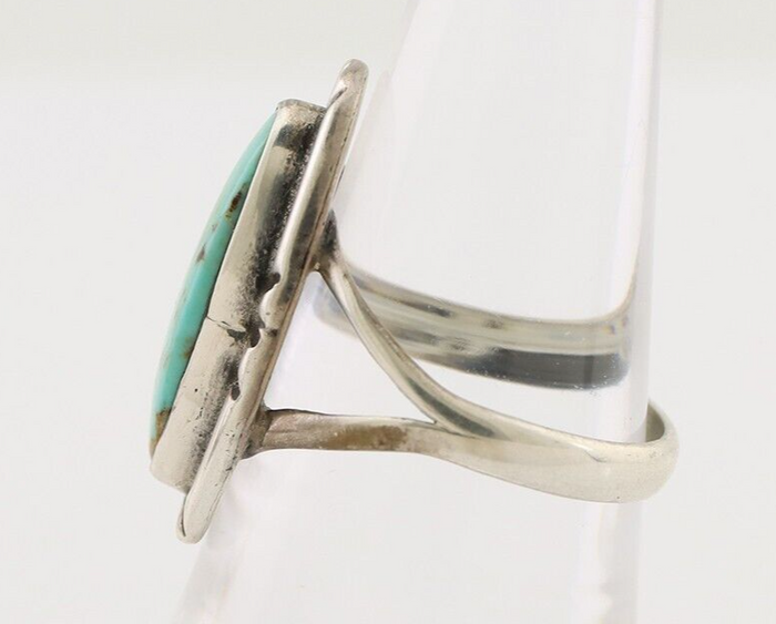 Navajo Handmade Ring 925 Silver Blue Turquoise Artist Signed Kachina C.80's