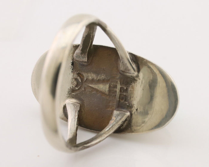Navajo Handmade Ring 925 Silver Blue Turquoise Artist Signed Kachina C.80's