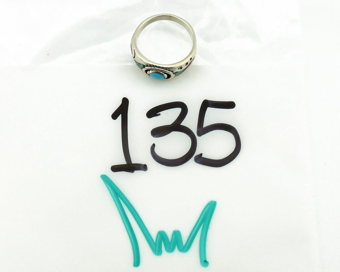 Navajo Handmade Ring 925 Silver Blue Turquoise & Coral Native American C.80's