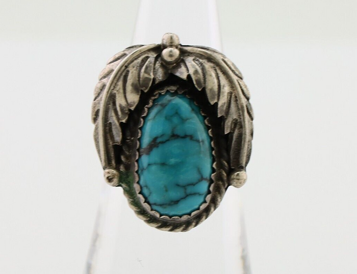 Navajo Handmade Ring 925 Silver Blue Turquoise Native American Artist C.80's