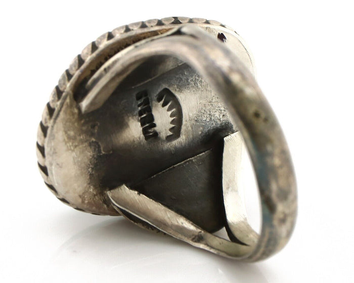 Navajo Handmade Ring 925 Silver Blue Turquoise Signed Native Artist C.80's