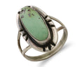 Navajo Handmade Ring 925 Silver Green Turquoise Artist Signed Kachina C.80's