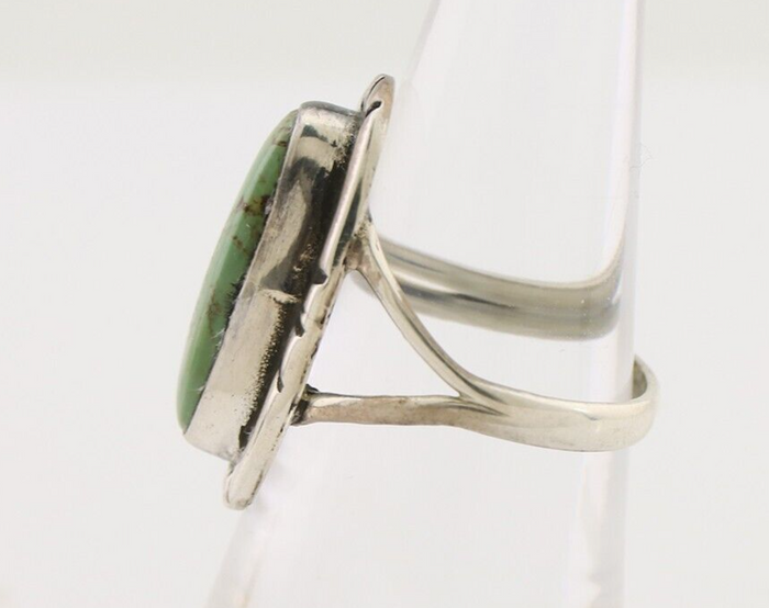 Navajo Handmade Ring 925 Silver Green Turquoise Artist Signed Kachina C.80's