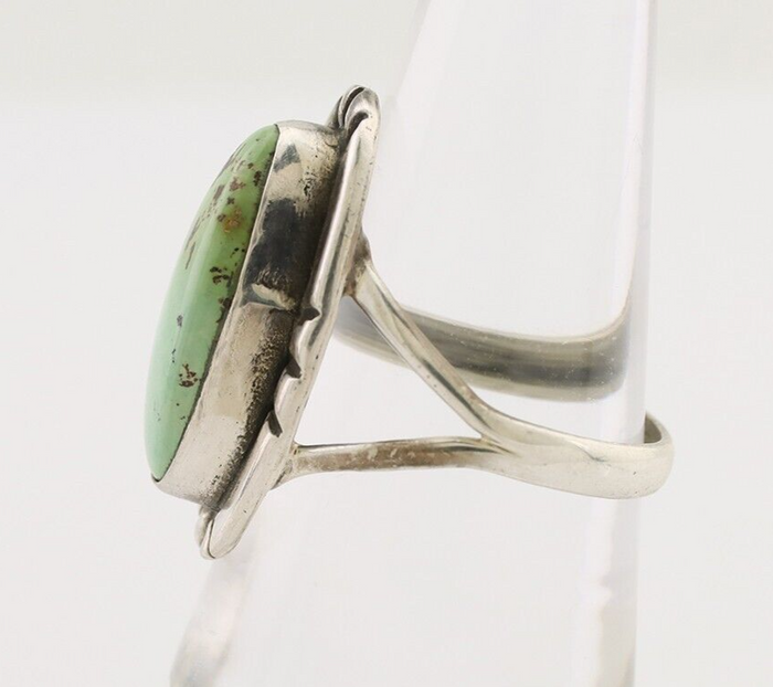 Navajo Handmade Ring 925 Silver Green Turquoise Artist Signed Kachina C.80's