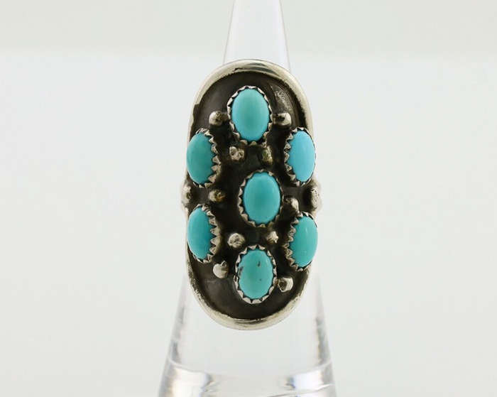 Navajo Handmade Ring 925 Silver Kingman Turquoise Artist Signed HL C.80's