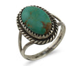 Navajo Handmade Ring 925 Silver Kingman Turquoise Artist Signed MC C.80's