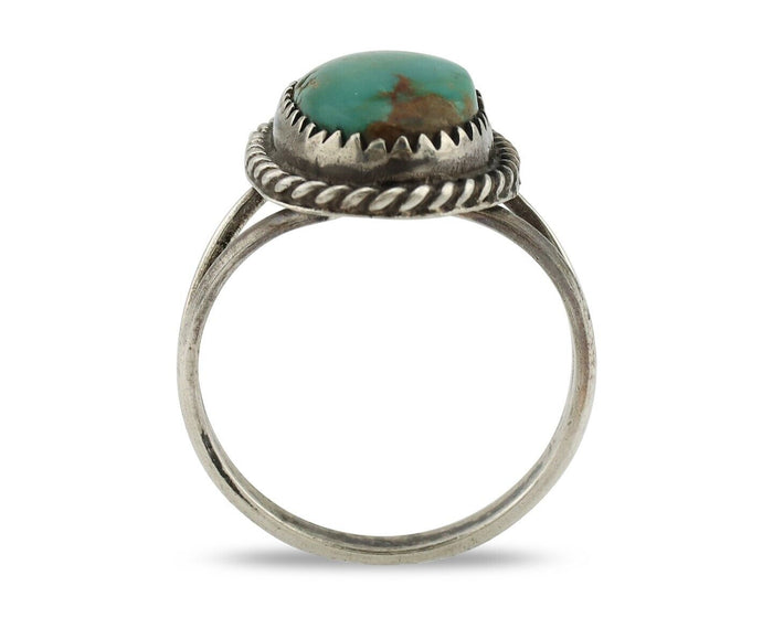 Navajo Handmade Ring 925 Silver Kingman Turquoise Artist Signed MC C.80's