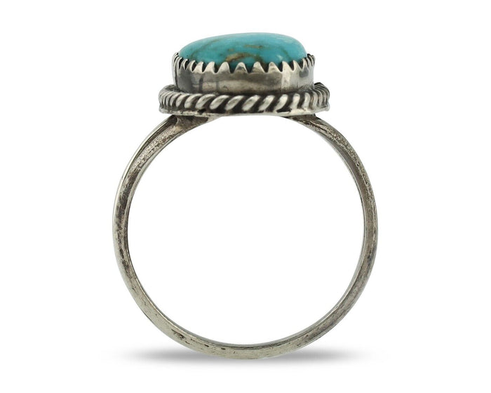 Navajo Handmade Ring 925 Silver Kingman Turquoise Artist Signed MC C.80's
