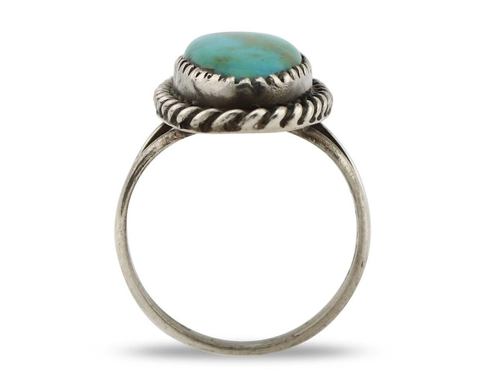 Navajo Handmade Ring 925 Silver Kingman Turquoise Artist Signed MC C.80's