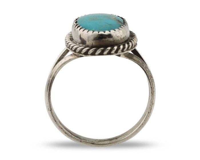 Navajo Handmade Ring 925 Silver Kingman Turquoise Artist Signed MC C.80's