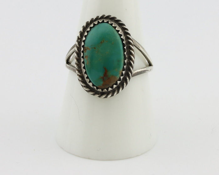 Navajo Handmade Ring 925 Silver Kingman Turquoise Artist Signed MC C.80's