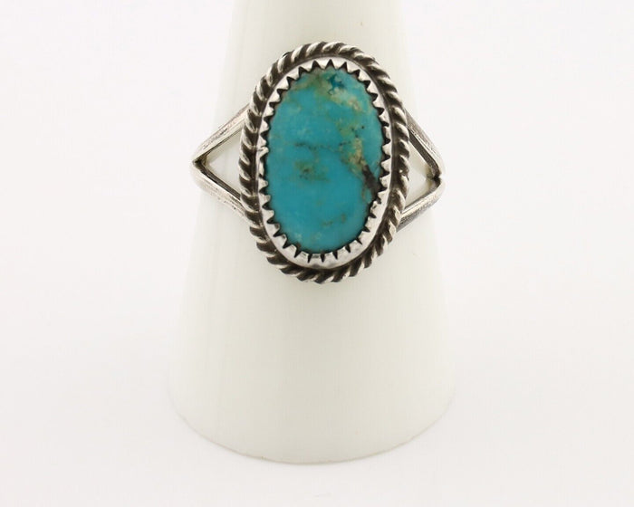 Navajo Handmade Ring 925 Silver Kingman Turquoise Artist Signed MC C.80's