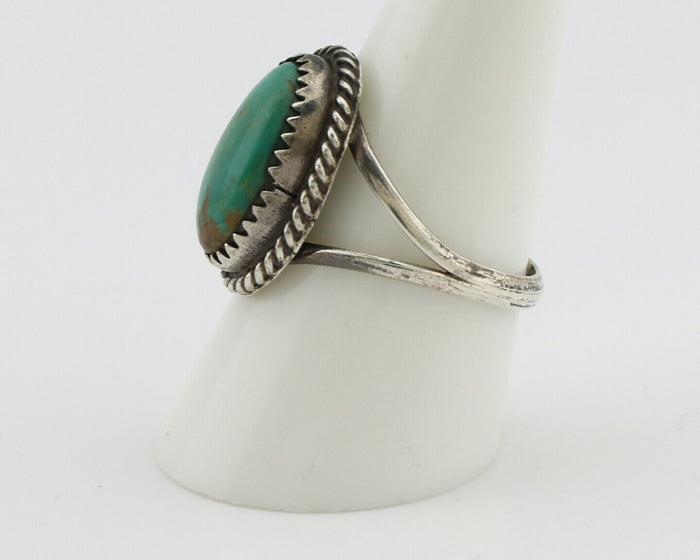 Navajo Handmade Ring 925 Silver Kingman Turquoise Artist Signed MC C.80's