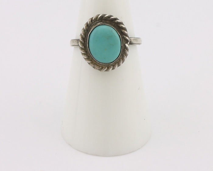 Navajo Handmade Ring 925 Silver Kingman Turquoise Native Artist C.80's