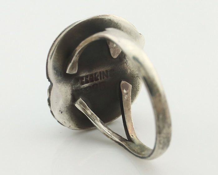 Navajo Handmade Ring .925 Silver Kingman Turquoise Native Artist C.80's