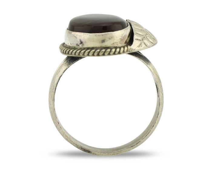 Navajo Handmade Ring 925 Silver Natural High Grade Fire Opal Native Artist C.80s