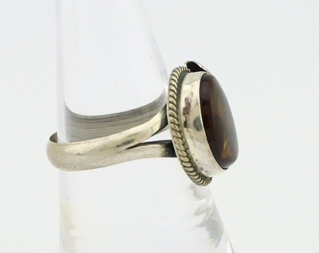 Navajo Handmade Ring 925 Silver Natural High Grade Fire Opal Native Artist C.80s