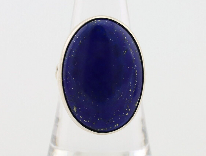 Navajo Handmade Ring 925 Silver Natural Lapis Lazuli Artist Signed NAKAI C.80's