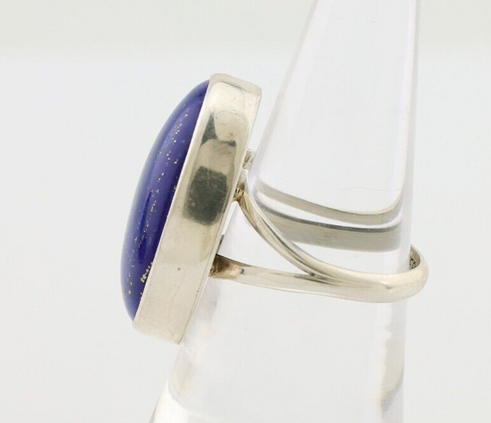Navajo Handmade Ring 925 Silver Natural Lapis Lazuli Artist Signed NAKAI C.80's