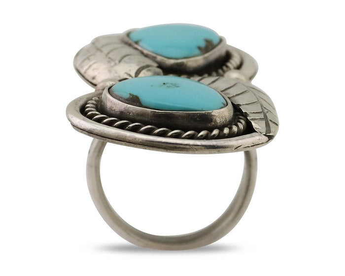 Navajo Handmade Ring 925 Silver Natural Tuquoise Native American Artist C.80's