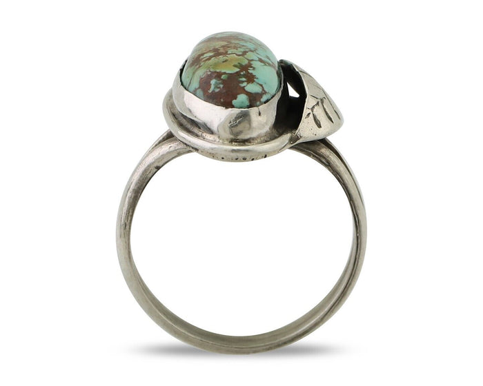 Navajo Handmade Ring 925 Silver Natural Turquoise Artist Signed GC01 C.80's