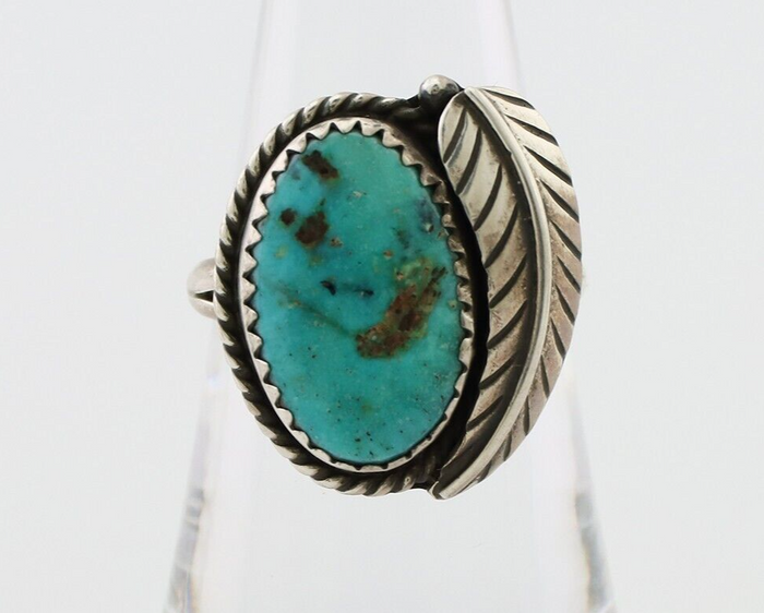 Navajo Handmade Ring 925 Silver Natural Turquoise Artist Signed IJC C.80's