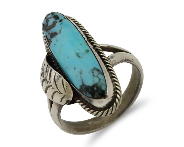 Navajo Handmade Ring 925 Silver Natural Turquoise Native American Artist C.80's