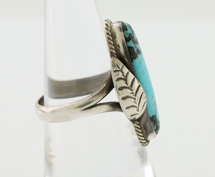 Navajo Handmade Ring 925 Silver Natural Turquoise Native American Artist C.80's