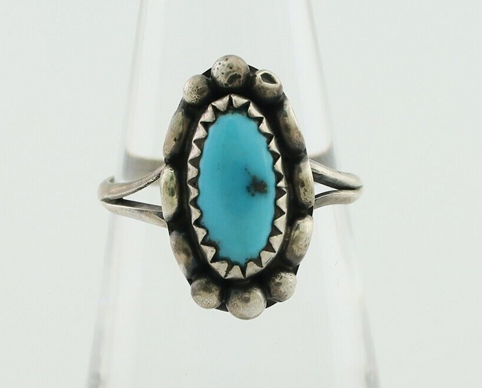 Navajo Handmade Ring 925 Silver Sleeping Beauty Artist Signed SC C.80's