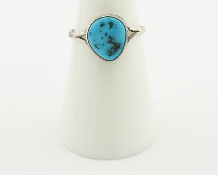 Navajo Handmade Ring .925 Silver Sleeping Beauty Turquoise Native Artist C.80's