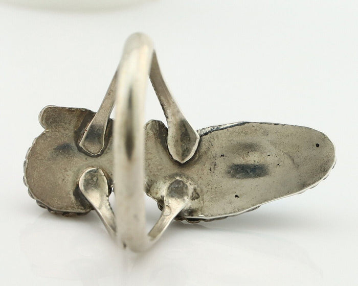 Navajo Handmade Ring 925 Silver Turquiose & Coral Native American Artist C.80's